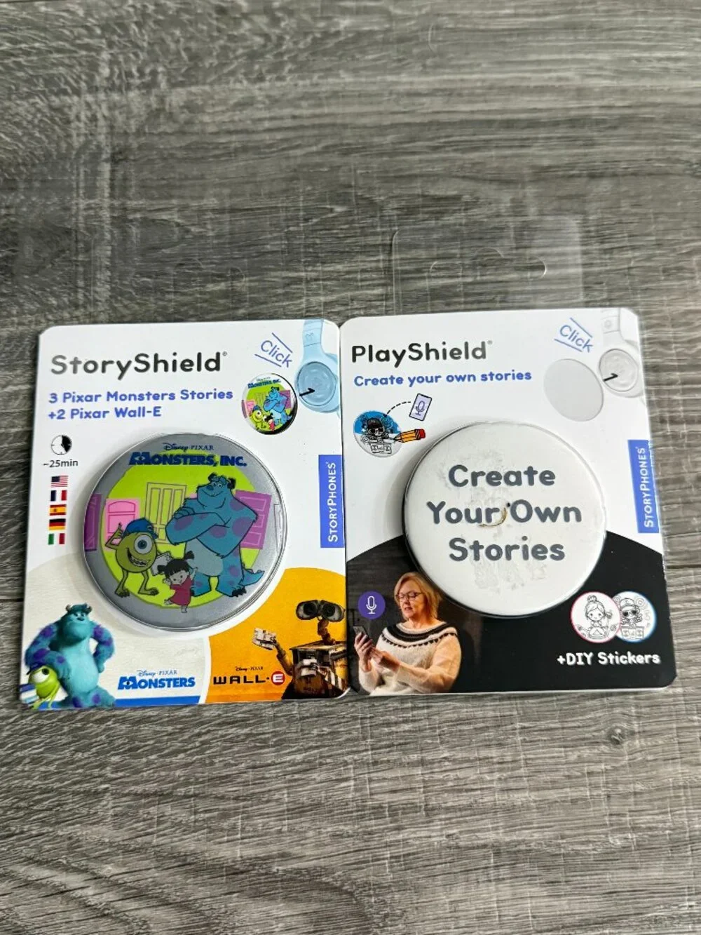 NIP StoryShield Headphones Lot Of 2 Disney Monsters Inc & Create Your Own Story